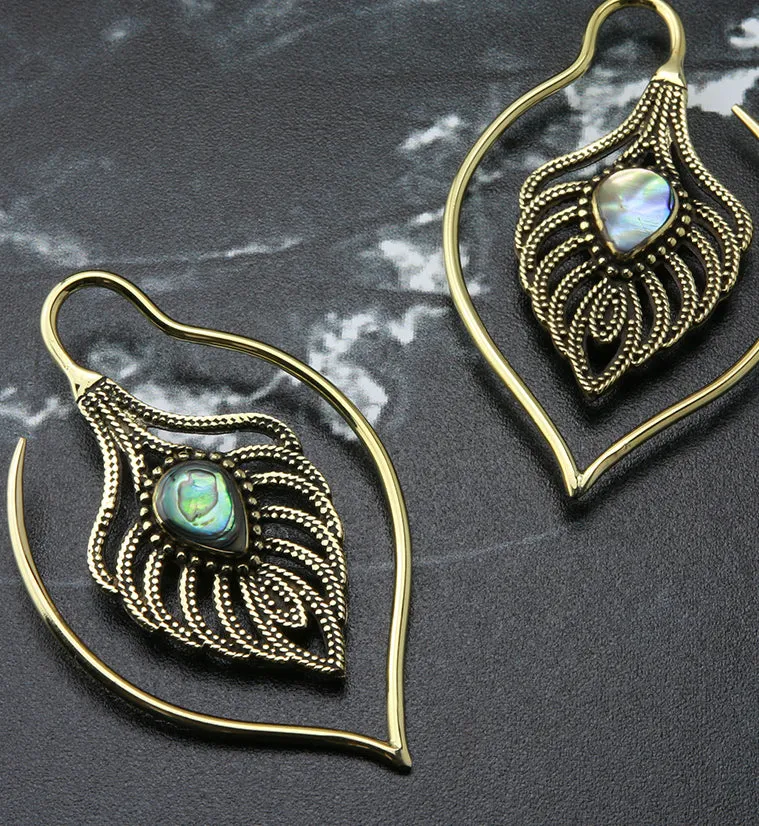 12G Willow Abalone Brass Ear Weights