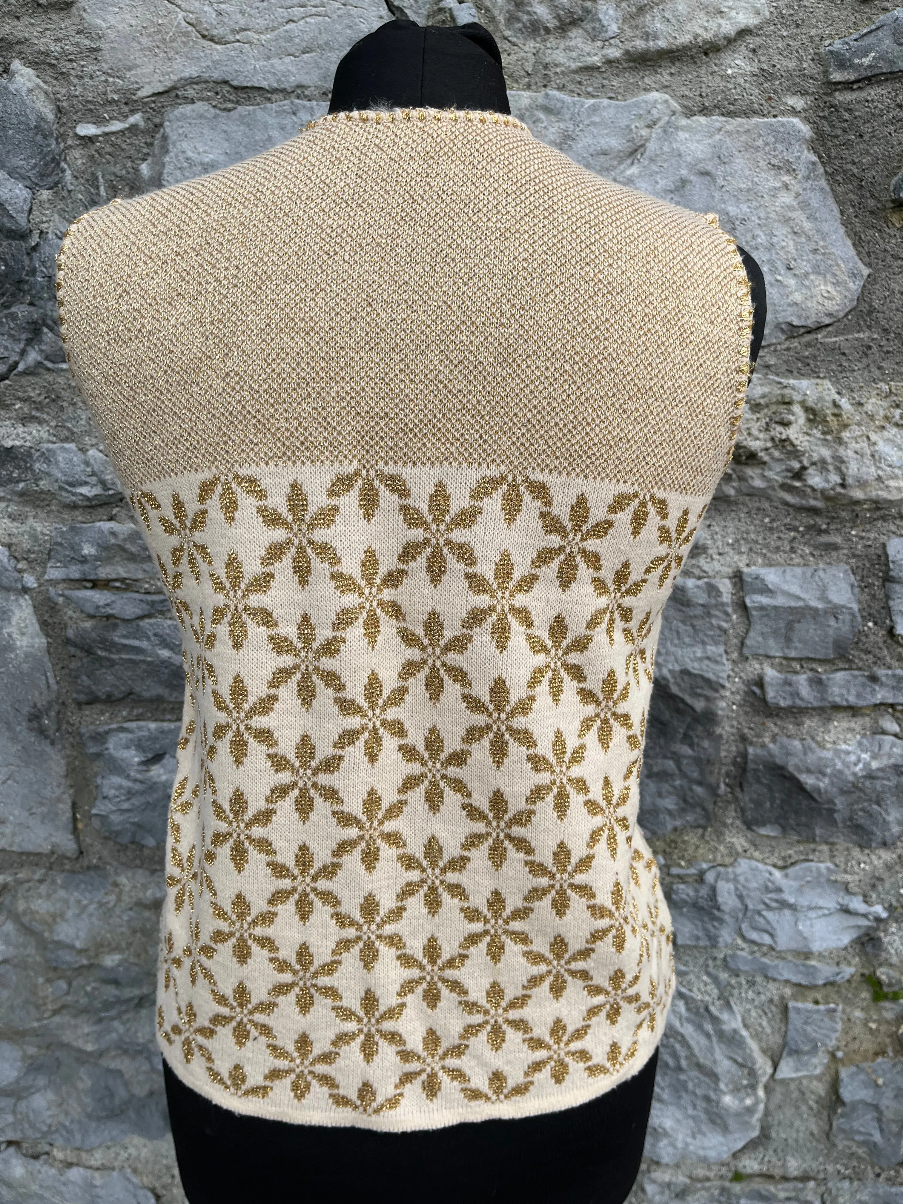 80s gold print gilet uk 8-10