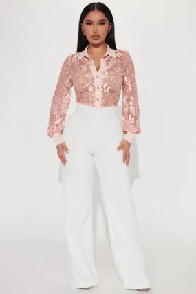 A Touch Of Lace Jumpsuit - Blush/combo