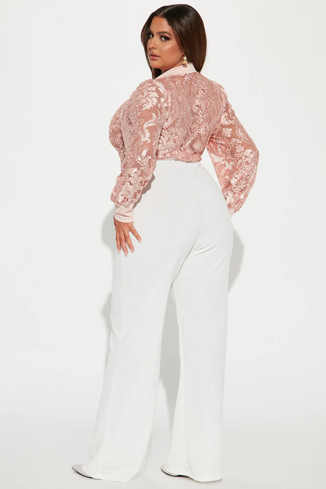 A Touch Of Lace Jumpsuit - Blush/combo