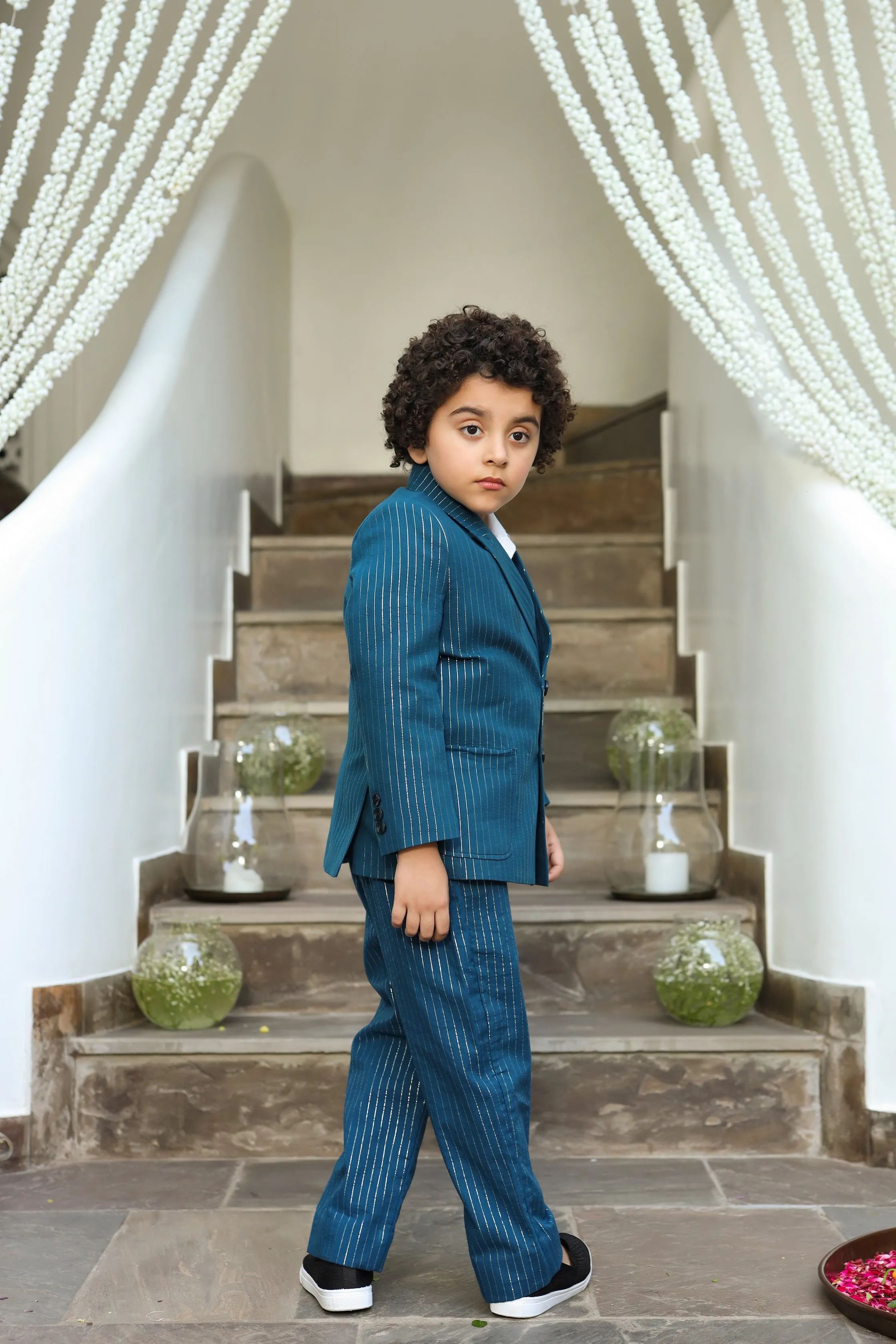 Aabshaar - Organic Cotton Lurex Blazer Trouser Set For Boys