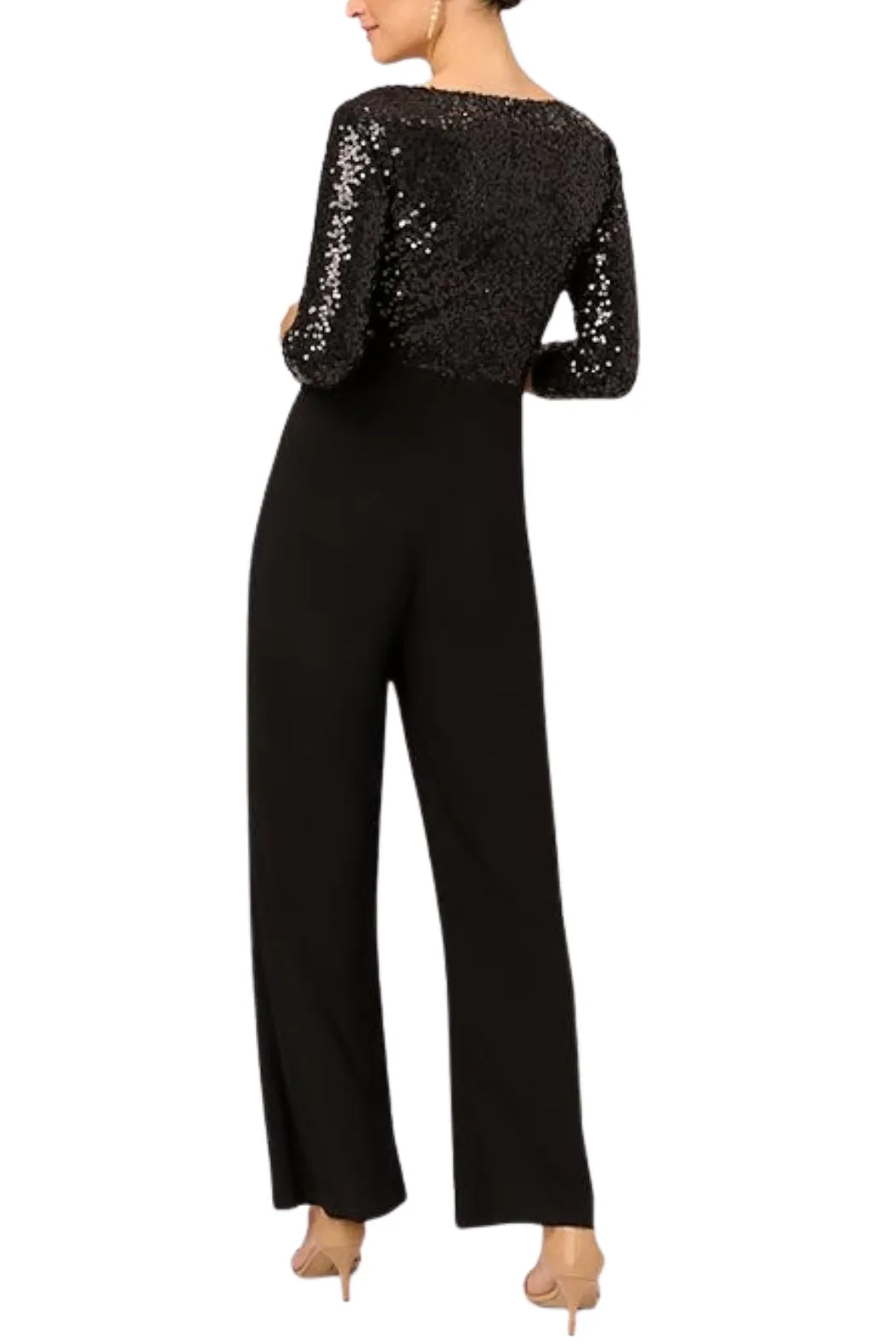 Adrianna Papell Sequin Faux Wrap V-Neck Jumpsuit - Wholesale