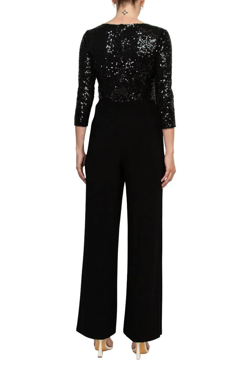 Adrianna Papell Sequin Faux Wrap V-Neck Jumpsuit - Wholesale