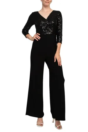 Adrianna Papell Sequin Faux Wrap V-Neck Jumpsuit - Wholesale