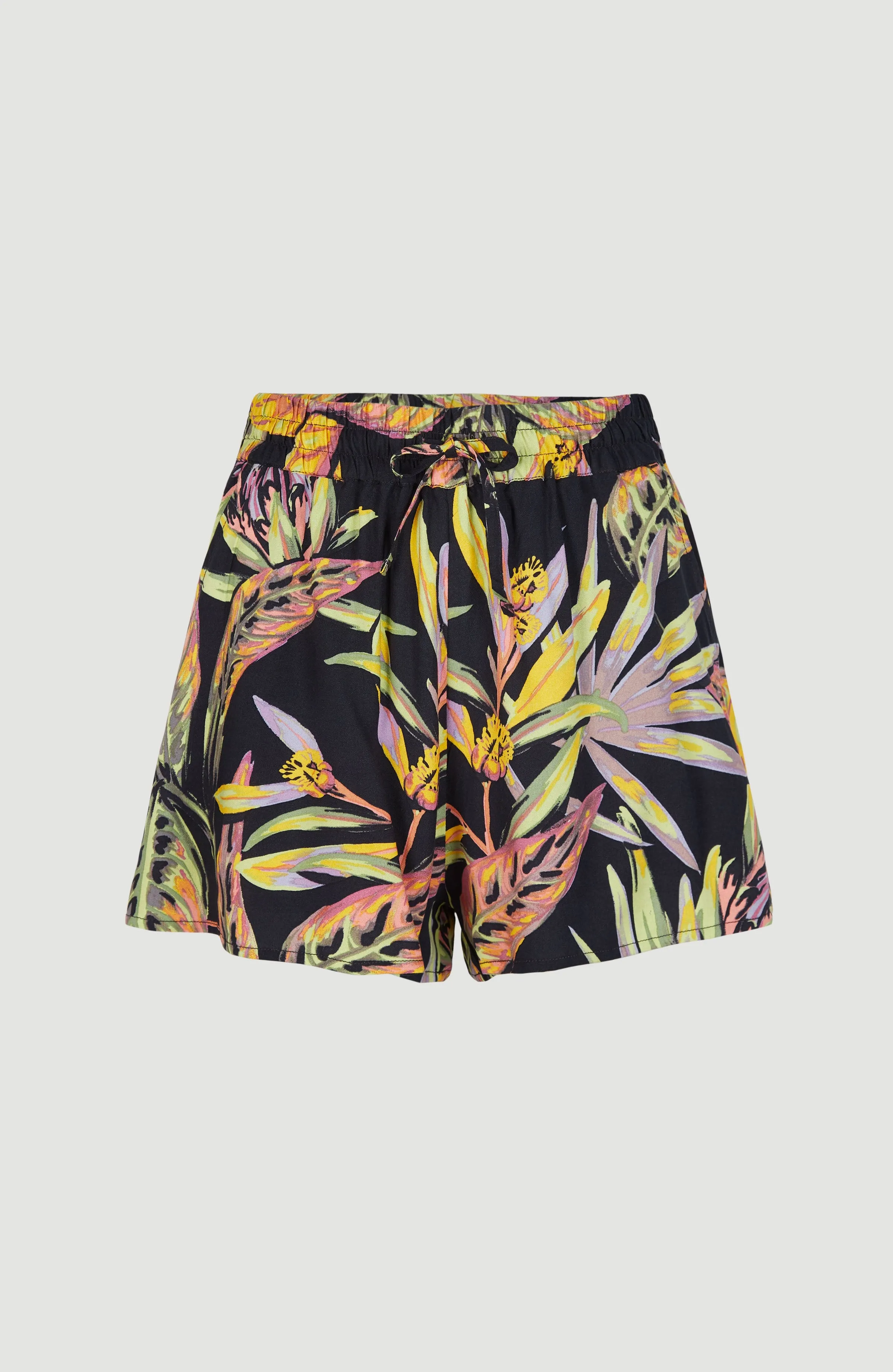 Amiri High-Waist Beach Shorts | Black Tropical Flower