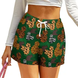 Animal Prints Women's High-Waisted Loose Shorts With Pockets