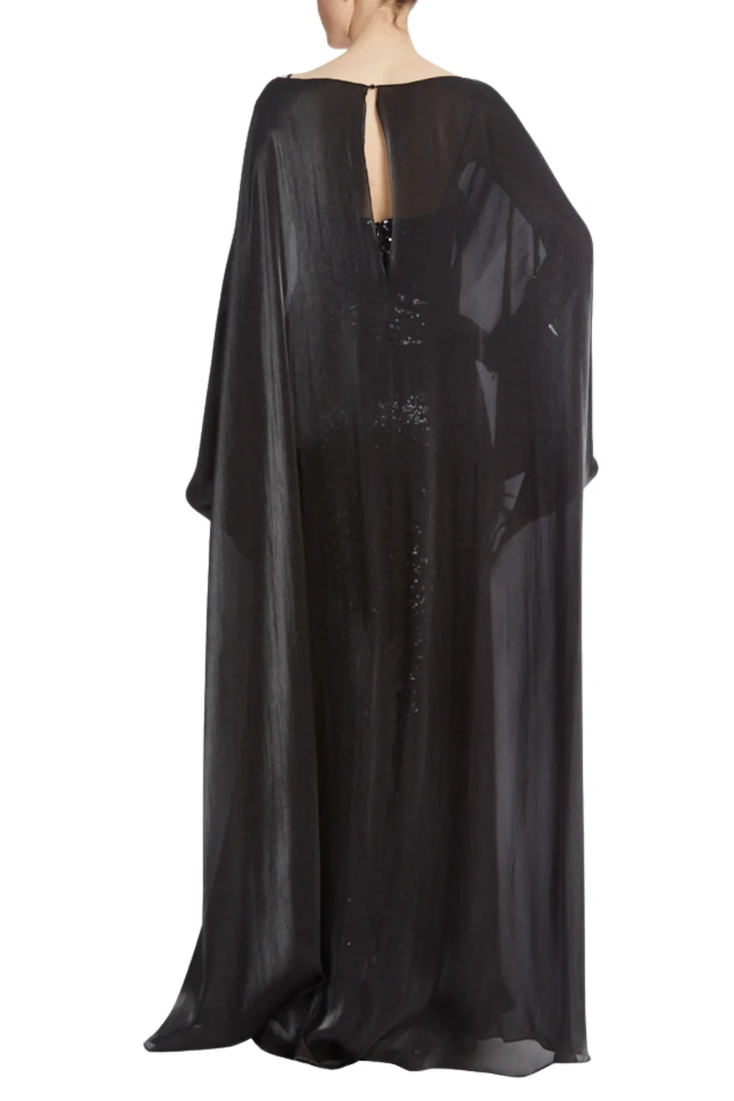 Badgley Mischka Flowy Long-Sleeved Charcoal Caftan