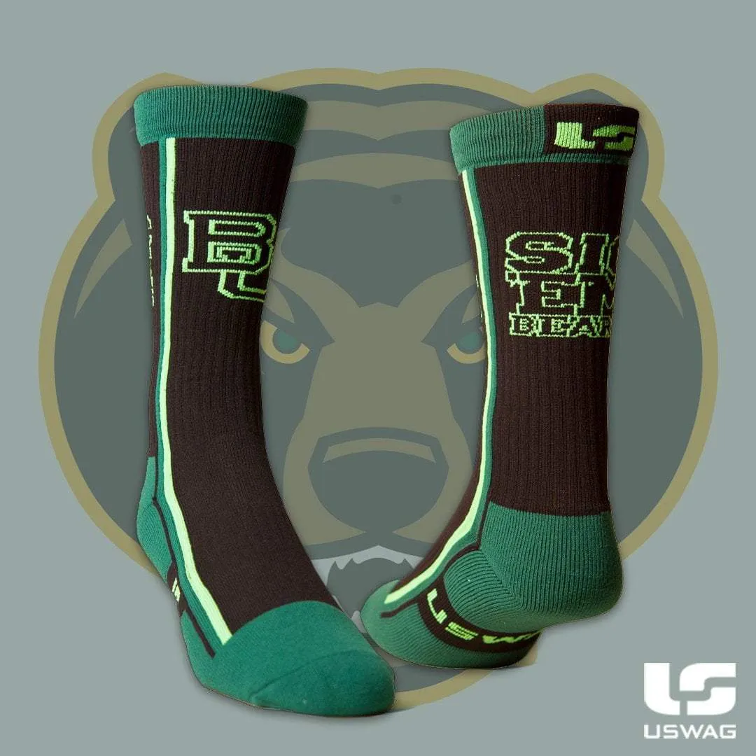 Baylor Bears Uswag Green Black & Neon Green Moisture Wicking Crew Socks