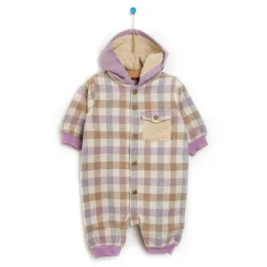 Bebbek Newborn Lumberjack Hooded Jumpsuit - Lilac