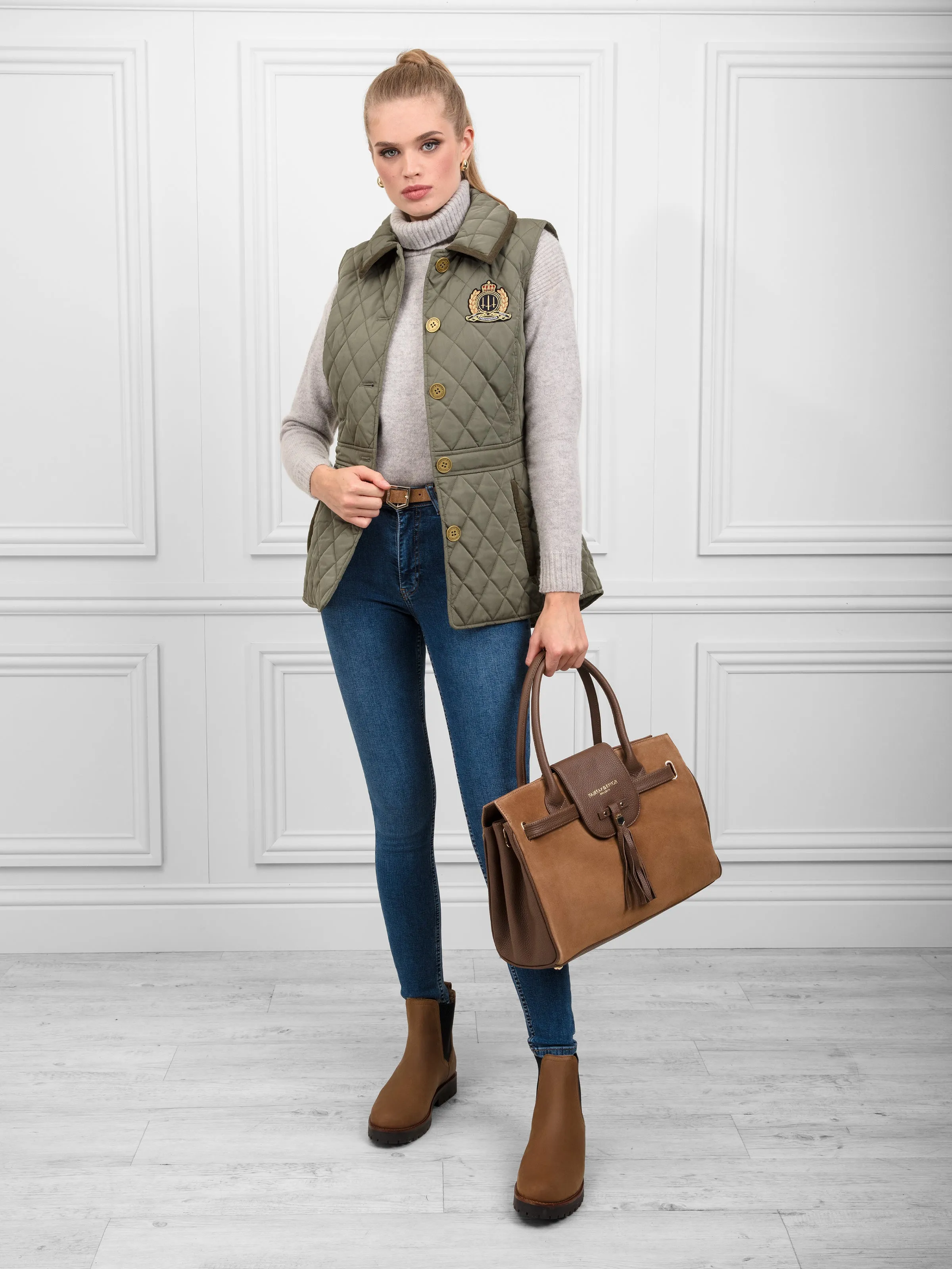 Bella Quilted Gilet - Sage