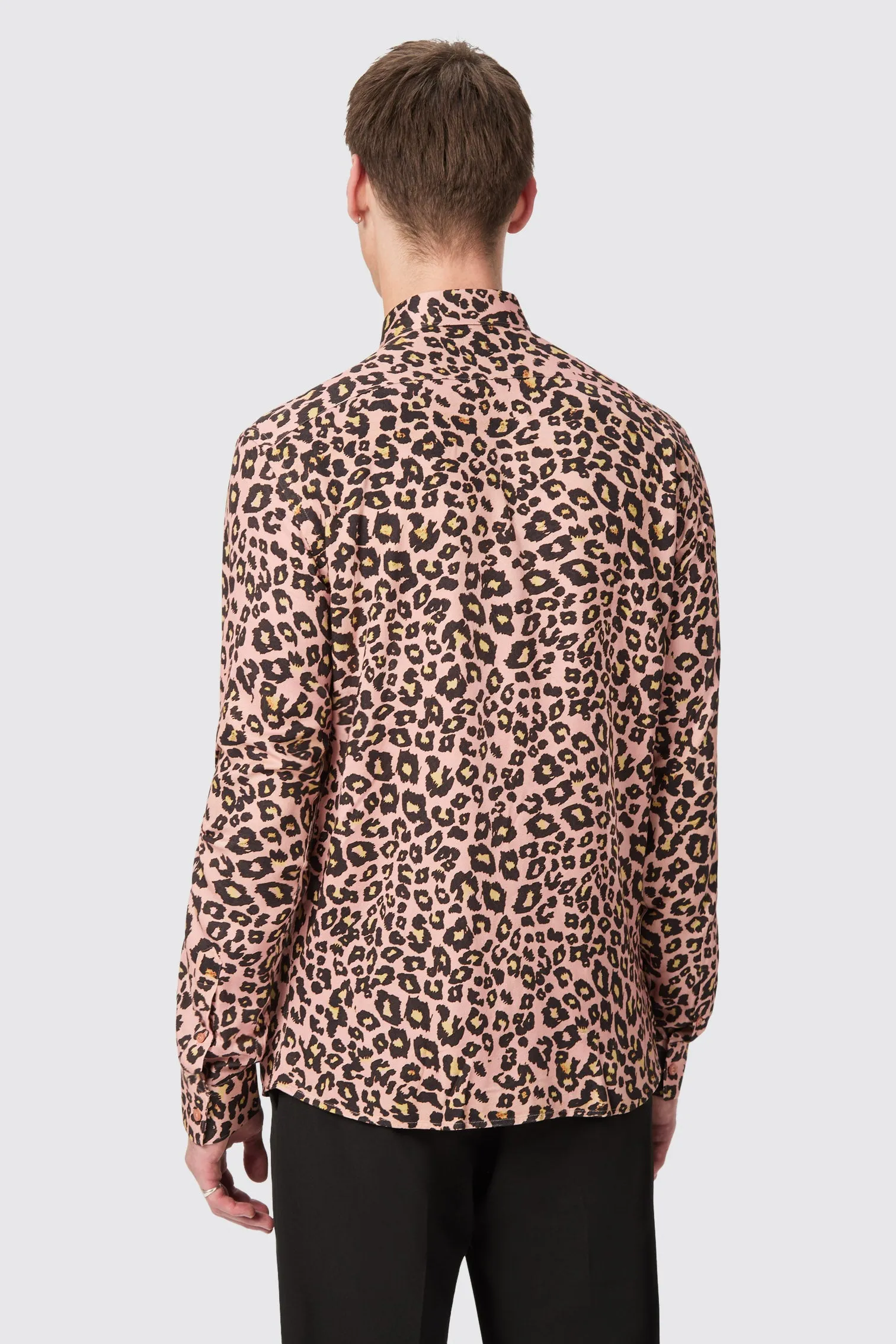 Bia Slim Fit Pink Leopard Print Cotton Shirt