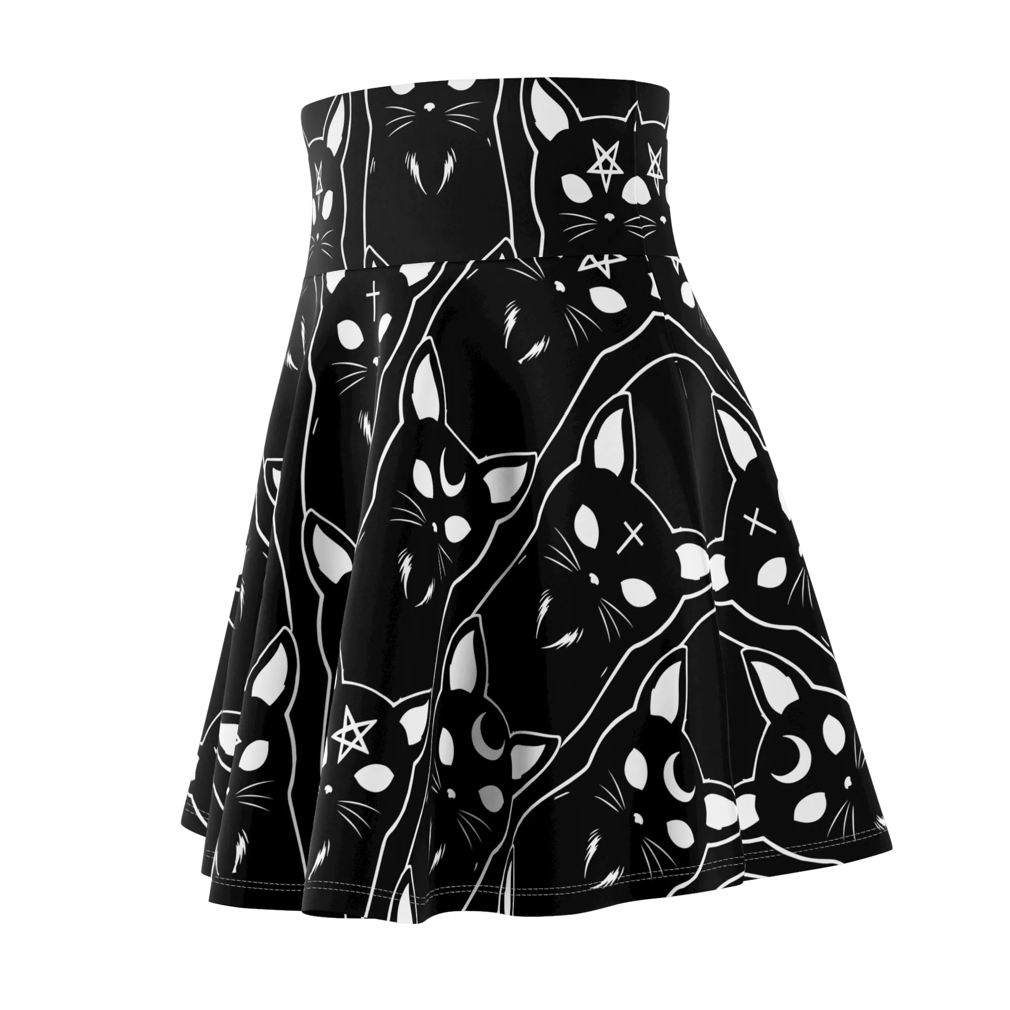 Black Cat Witchy Skater Skirt