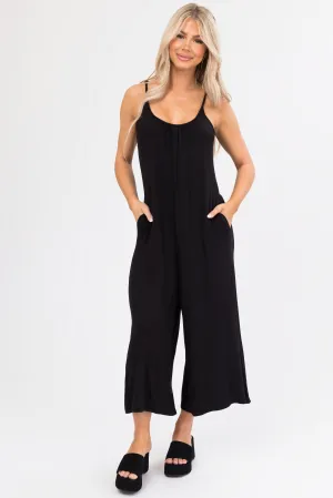 Black Sleeveless Loose Fit Soft Jumpsuit