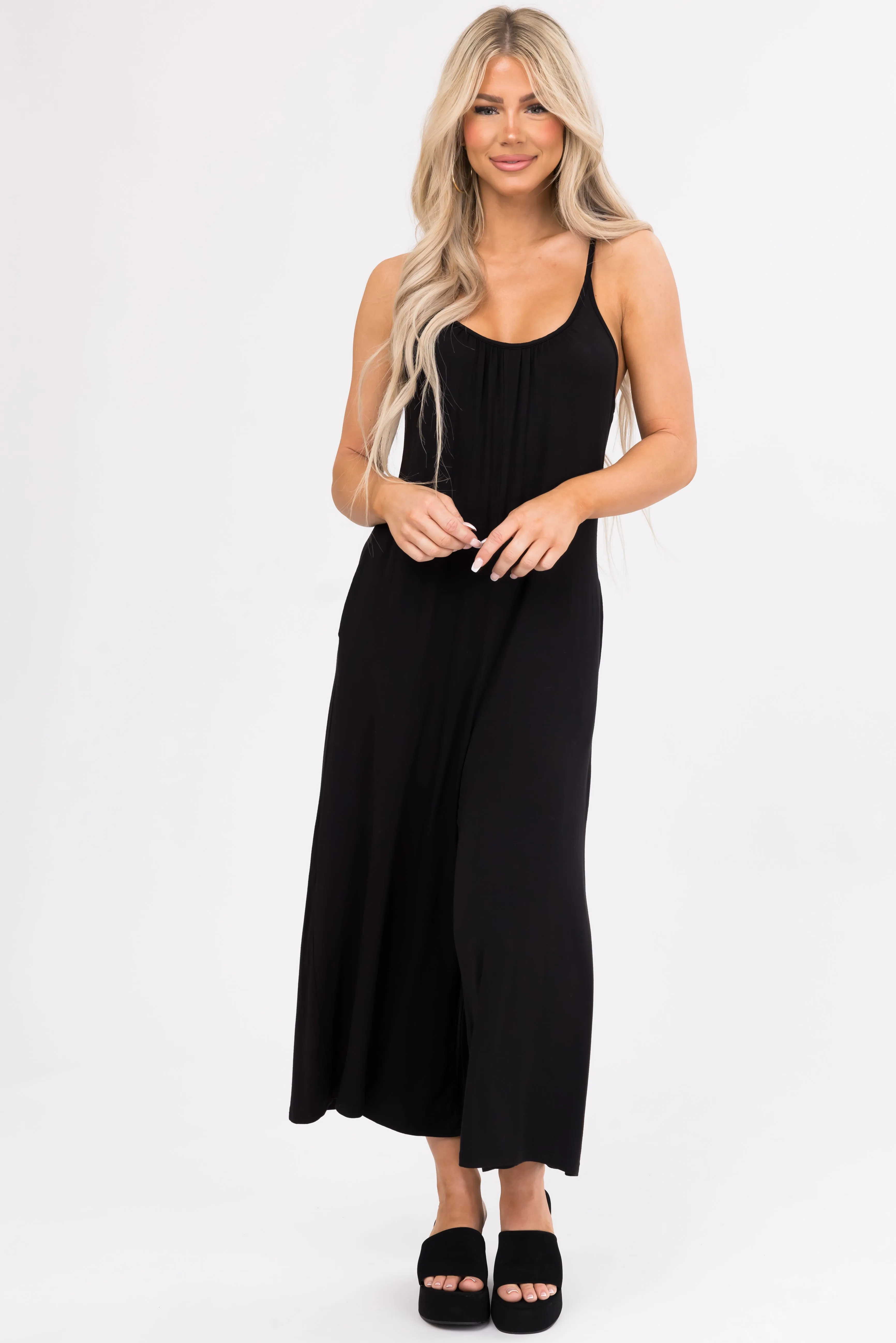 Black Sleeveless Loose Fit Soft Jumpsuit