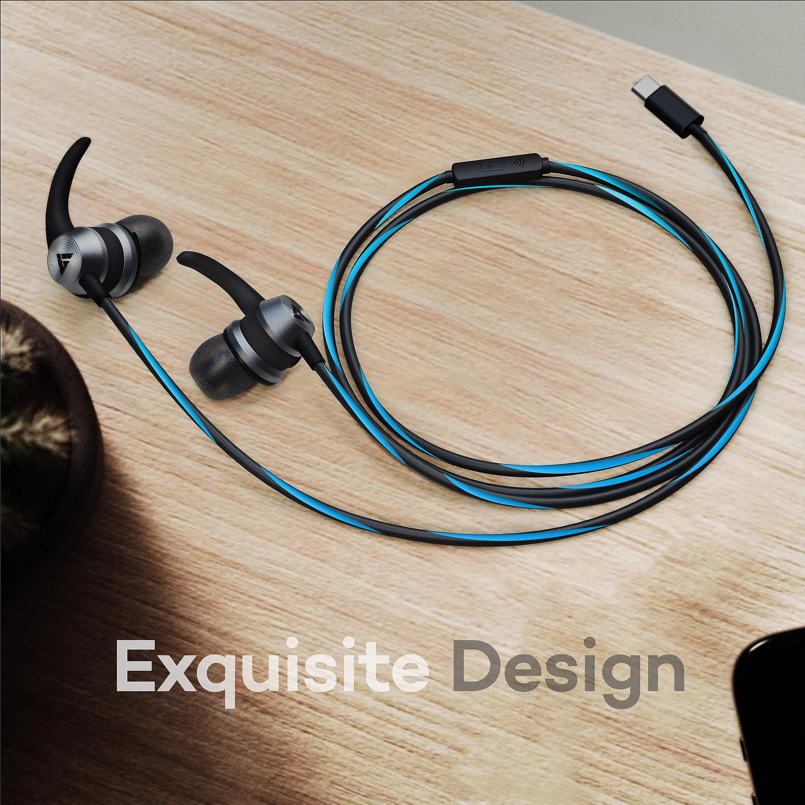 Boult Audio X1 Pro Wired Earphones with Type-C Port, 10mm Bass Drivers, Inline Controls, IPX5 Water Resistant, Comfort Fit earphones wired headphones with mic, Type C earphones, Voice Assistant (Blue)