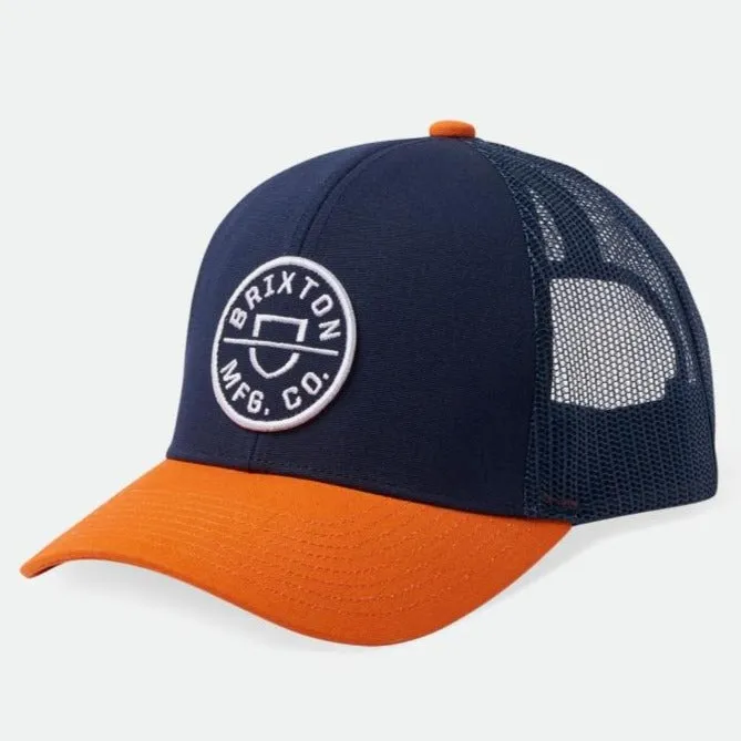 BRIXTON CREST X MP MESH CAP WASHED NAVY/PARADISE ORANGE