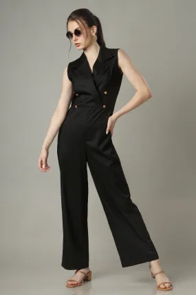 Buttoned Design Detail Sleeveless Jumpsuit