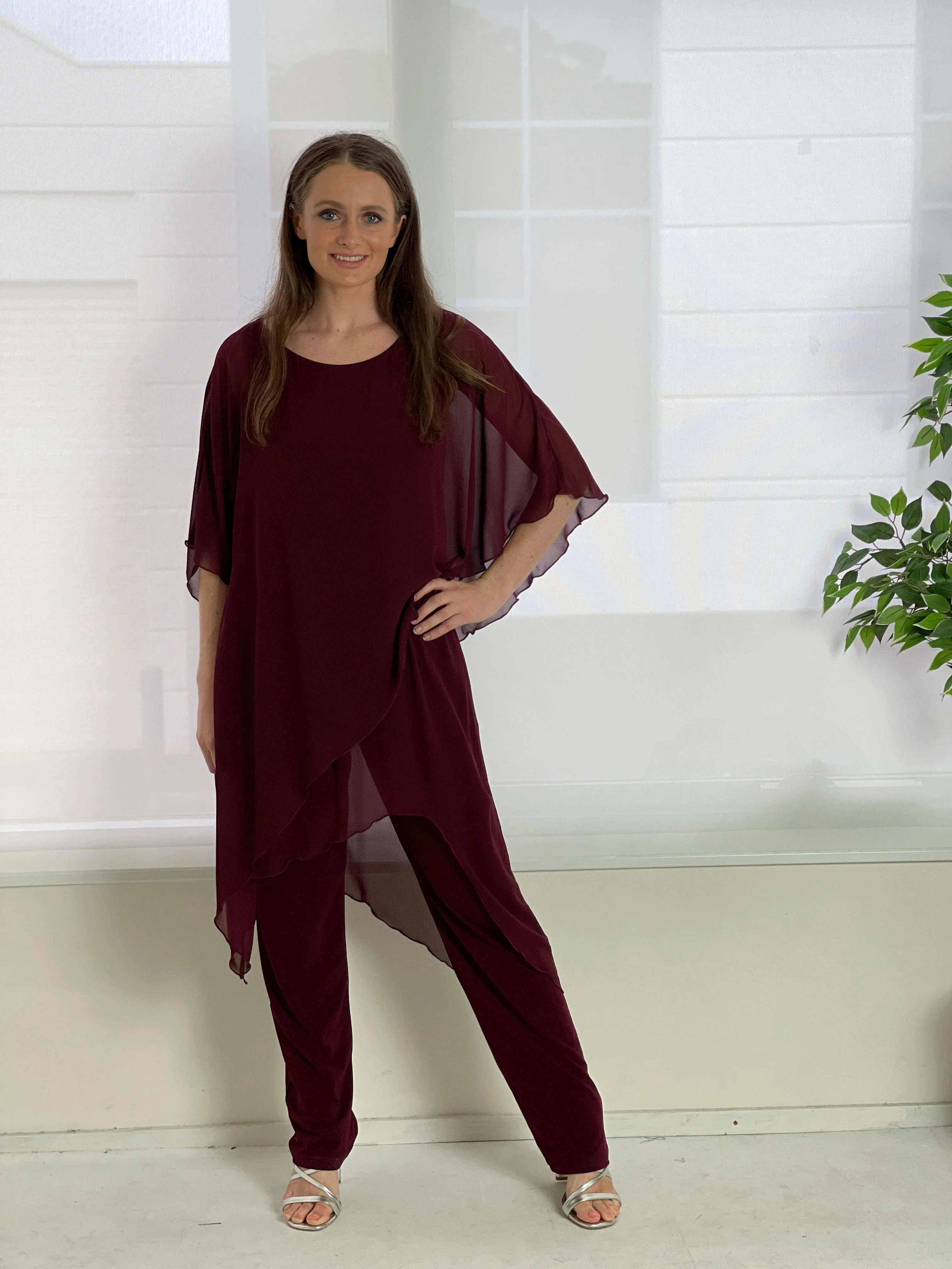 Cara Burgundy Elegant Jumpsuit