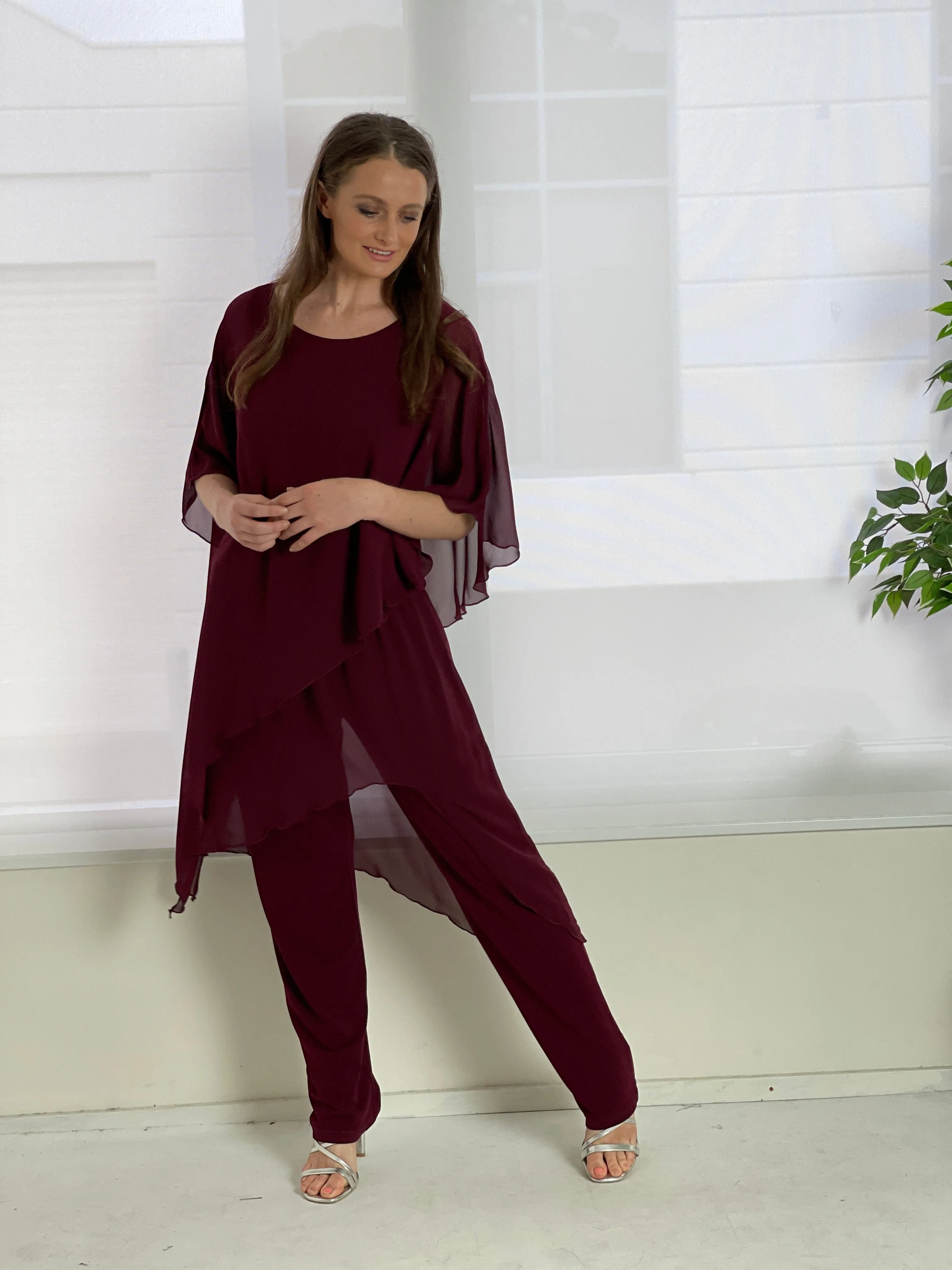 Cara Burgundy Elegant Jumpsuit