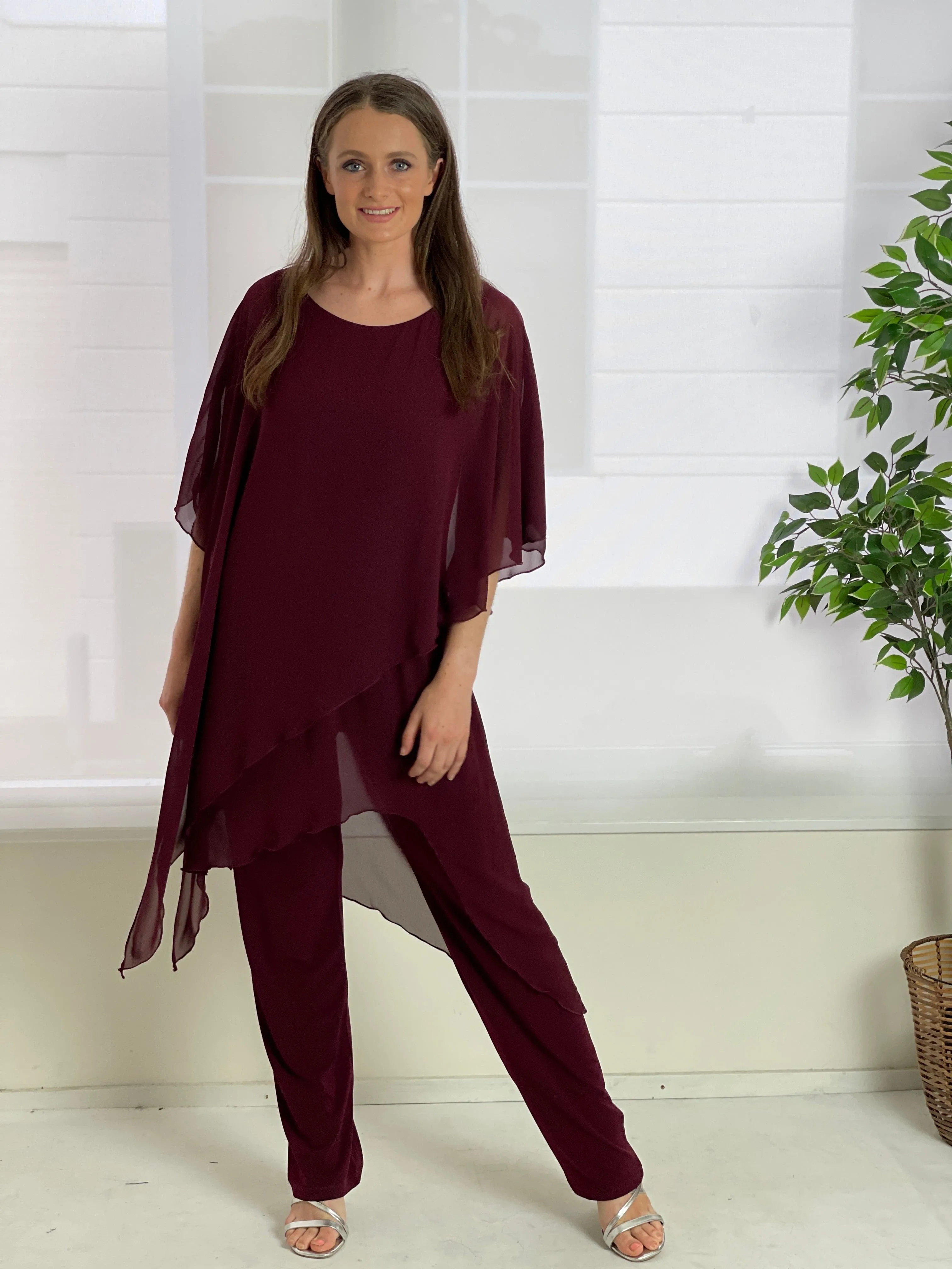 Cara Burgundy Elegant Jumpsuit