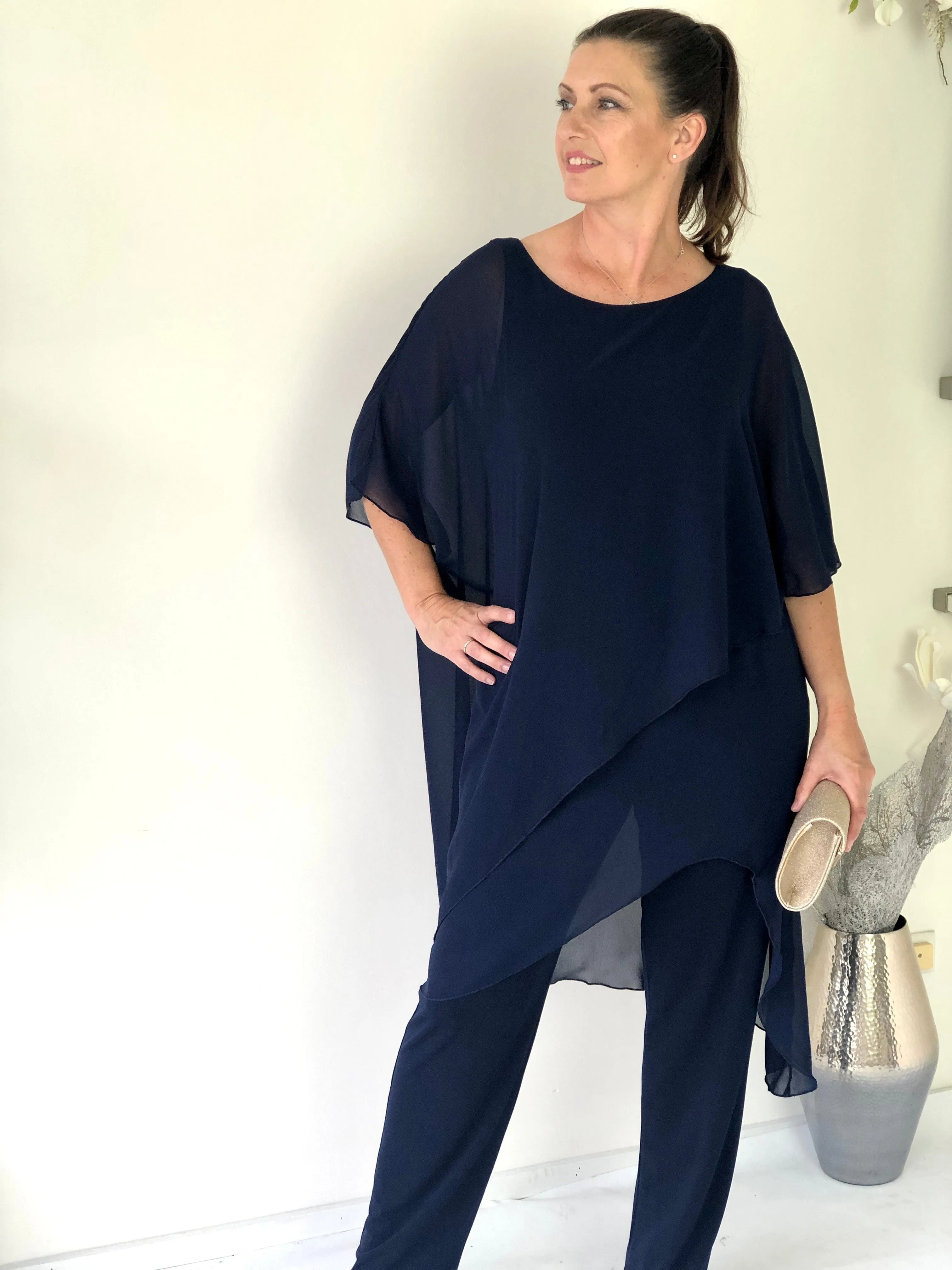 Cara Navy Stretch Jumpsuit