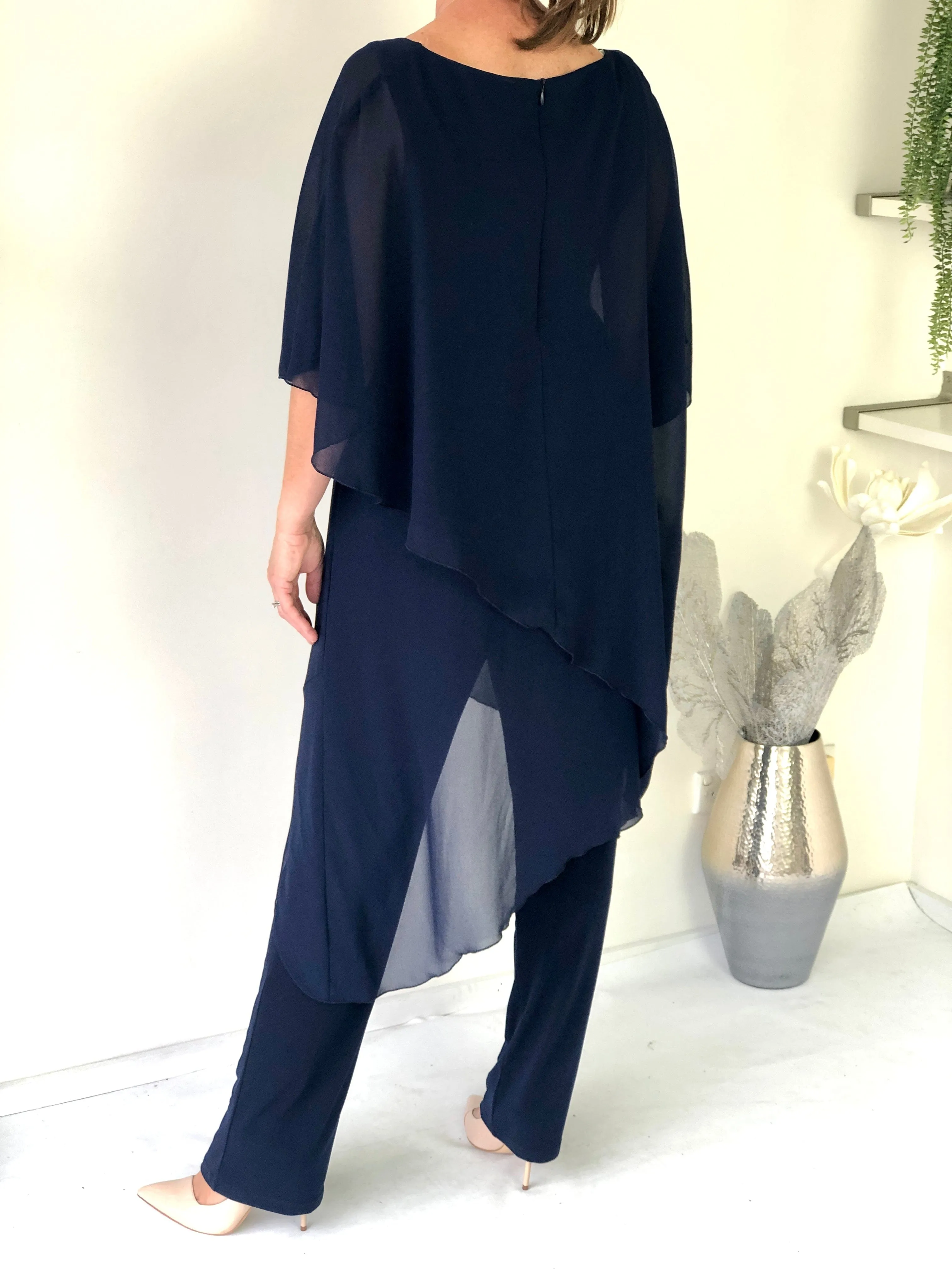 Cara Navy Stretch Jumpsuit