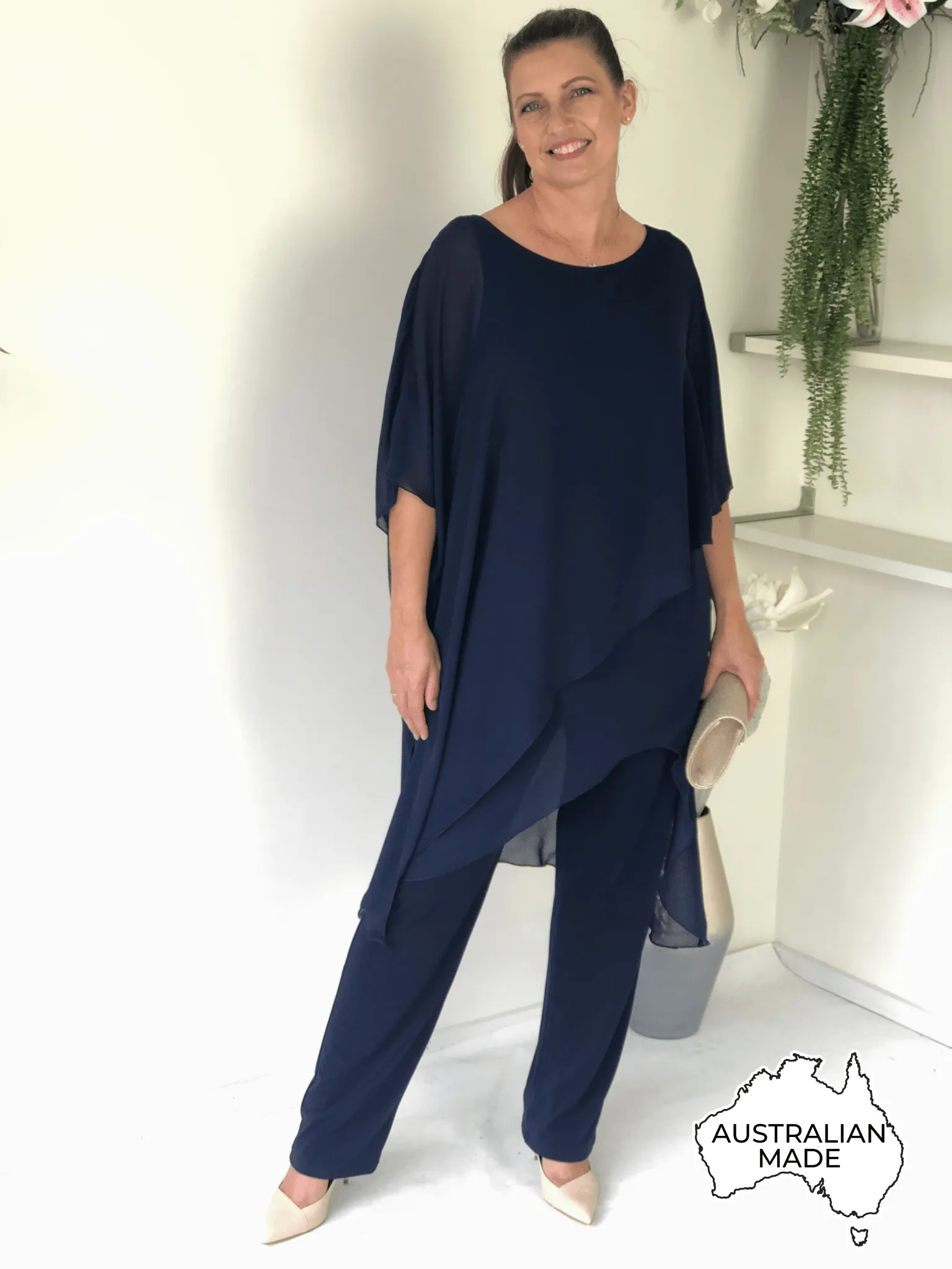 Cara Navy Stretch Jumpsuit