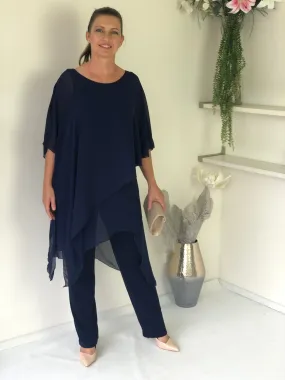 Cara Navy Stretch Jumpsuit