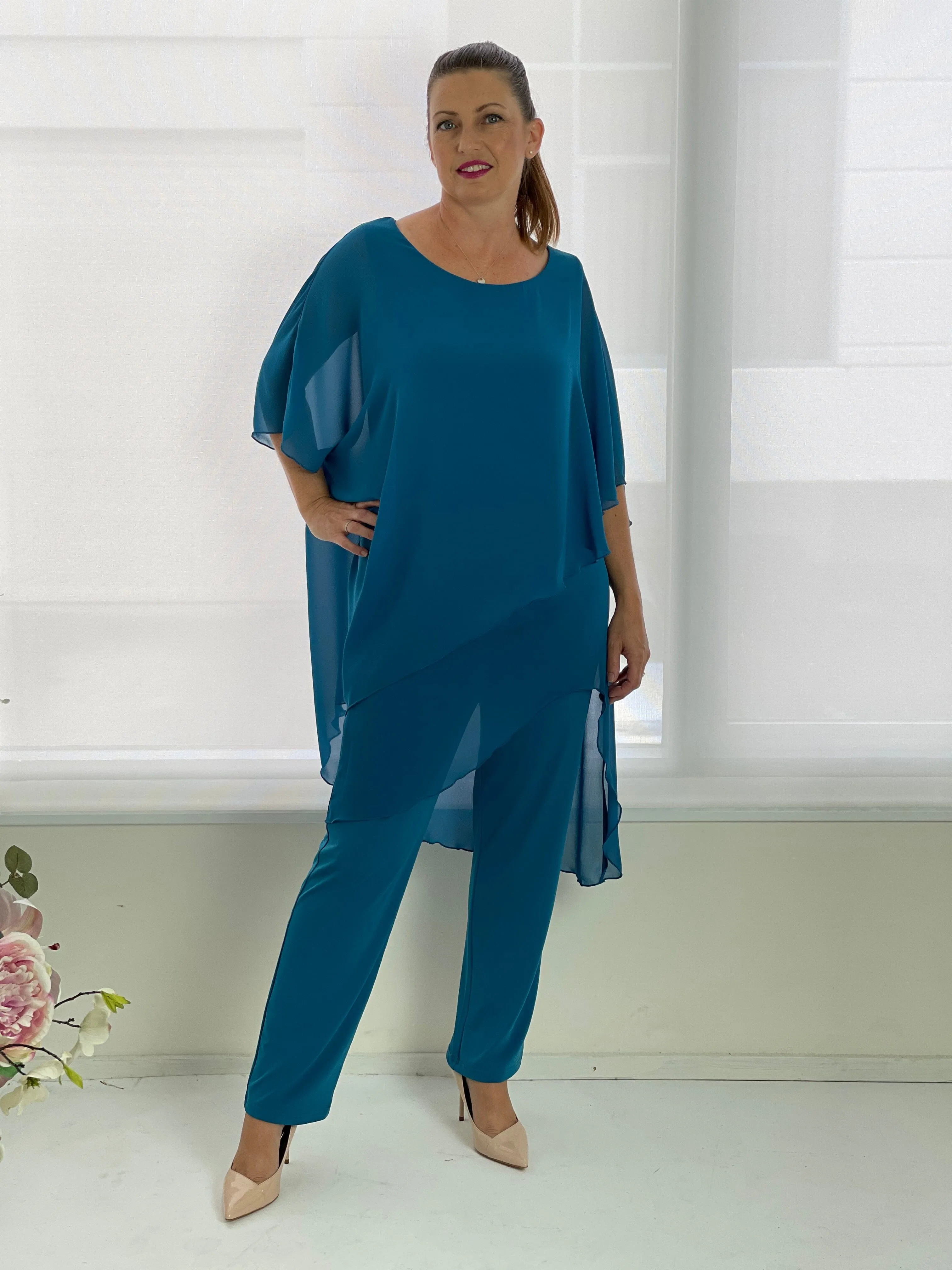 Cara Teal Elegant Jumpsuit