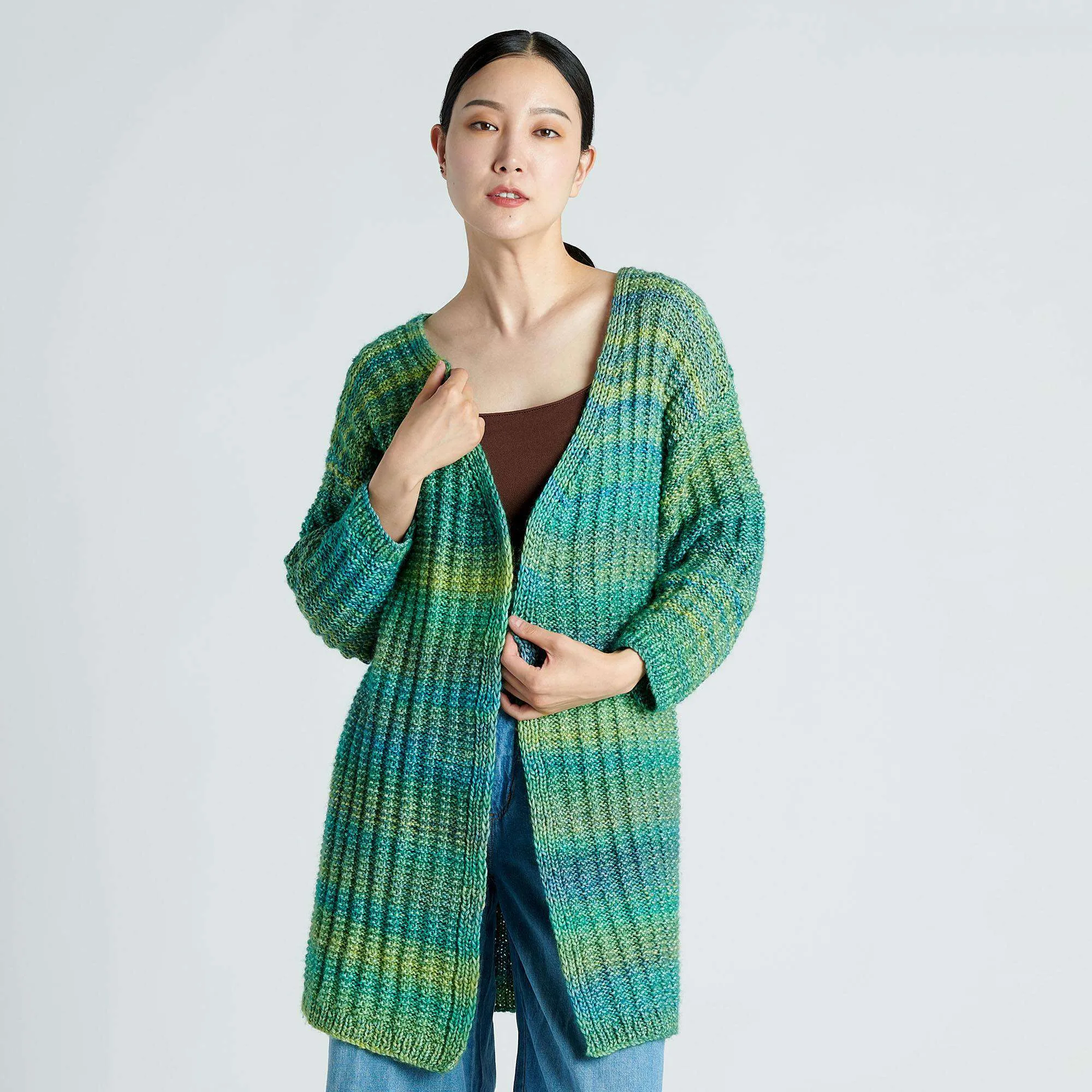 Caron Vertical Ridges Knit Cardigan