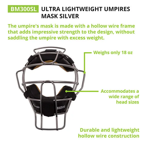 Champion Sports ULTRA LIGHTWEIGHT UMPIRE FACE MASK SILVER