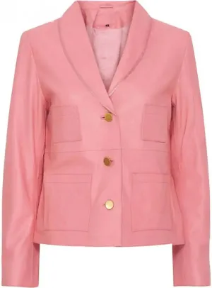 Classy Pink Rose Jacket in Goat Suede