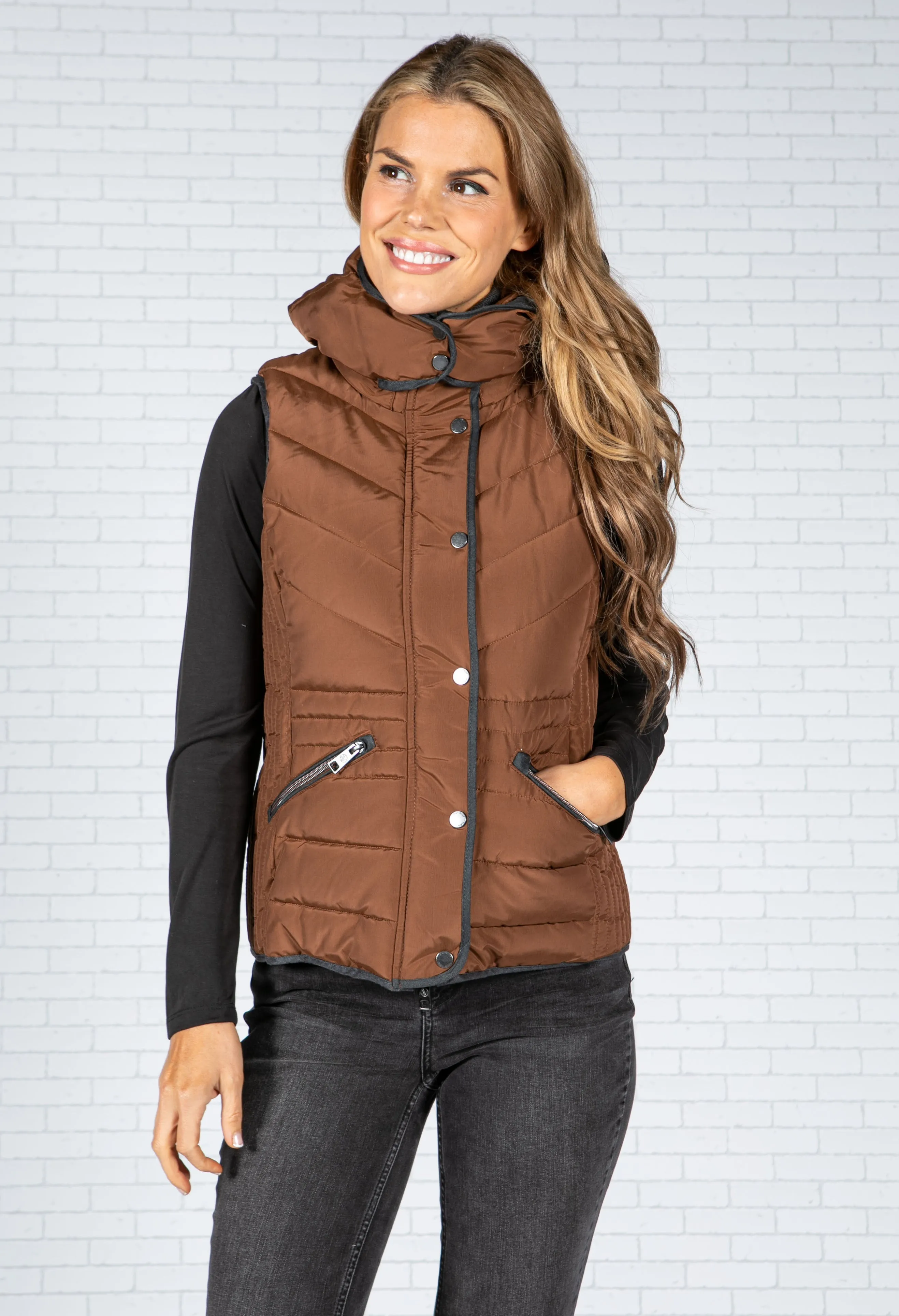 Coffee Hooded Gilet