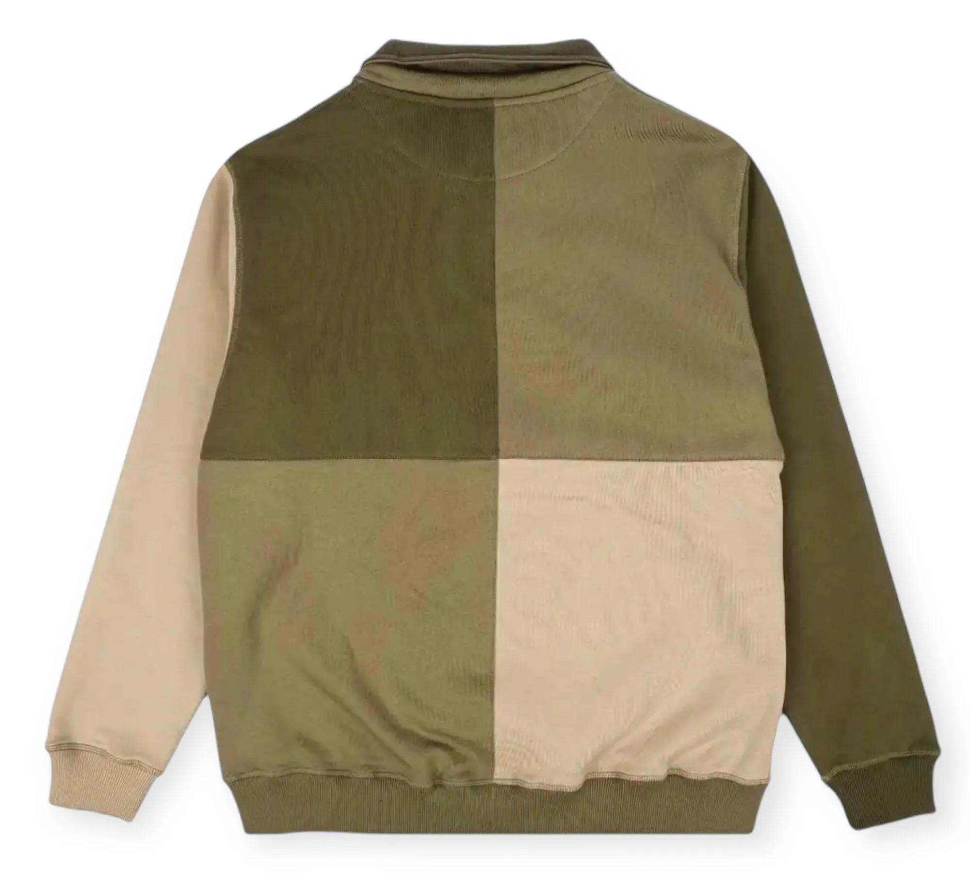 Color Block Olive Crew Neck Jacket