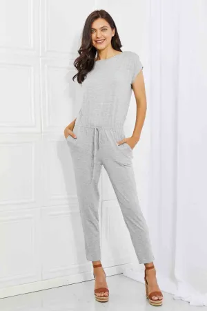 Comfy Days Full Size Boat Neck Jumpsuit in Grey