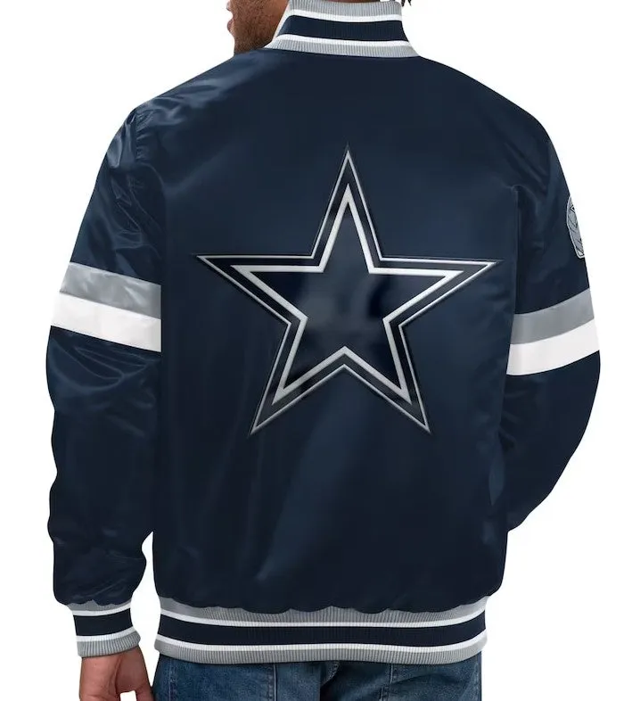 Dallas Cowboys Home Game Satin Full-Snap Varsity Jacket - Navy