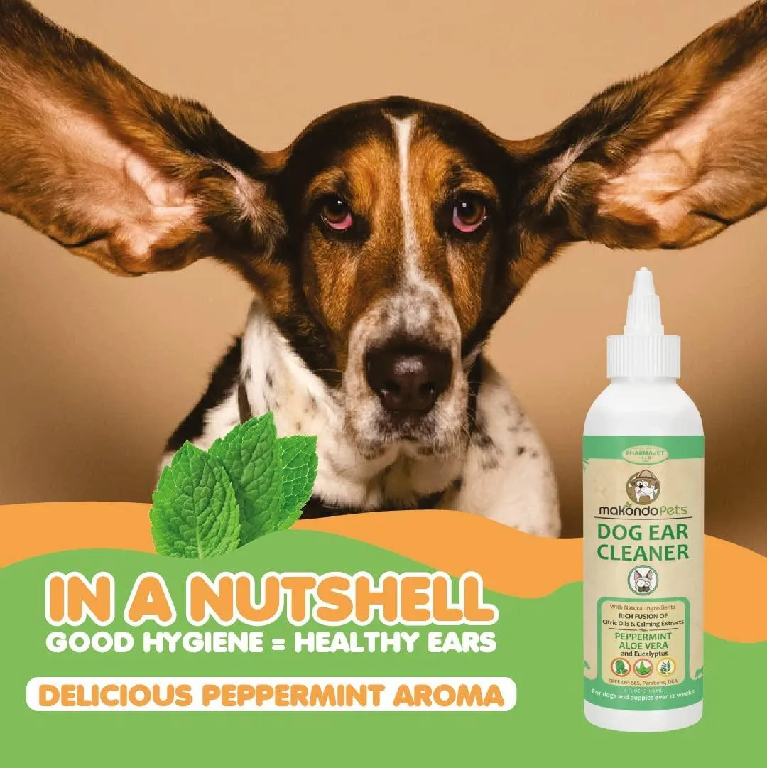 Dog Ear Cleaner Solution with Peppermint. Our Ear Cleaner for Dogs Helps to