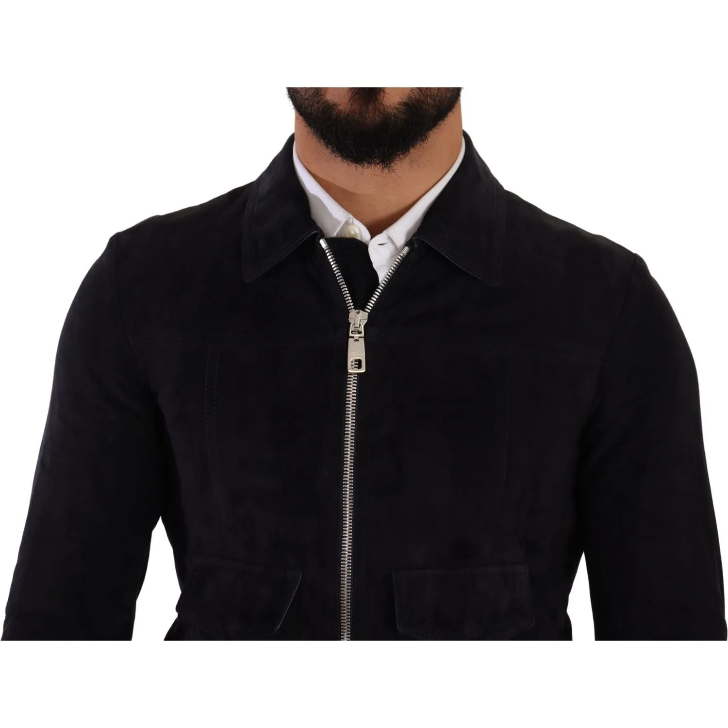 Dolce & Gabbana Elegant Blue Suede Short Jacket