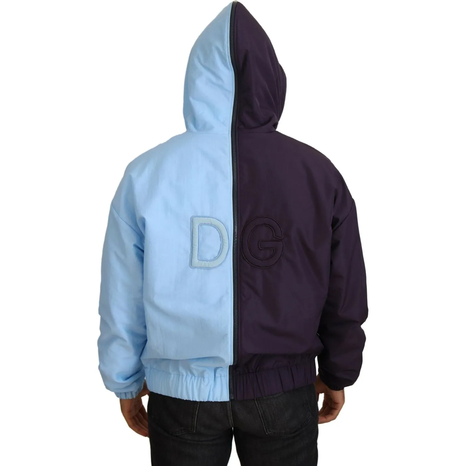 Dolce & Gabbana Elegant Hooded Blue Jacket - Full Zipper Closure