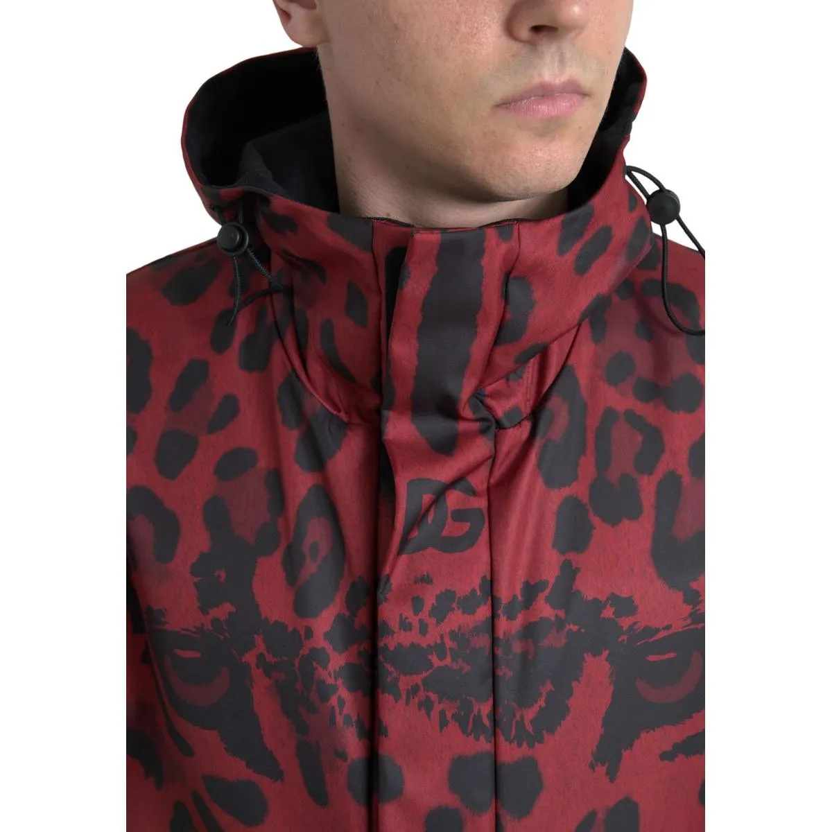 Dolce & Gabbana Radiant Red Leopard Print Hooded Jacket