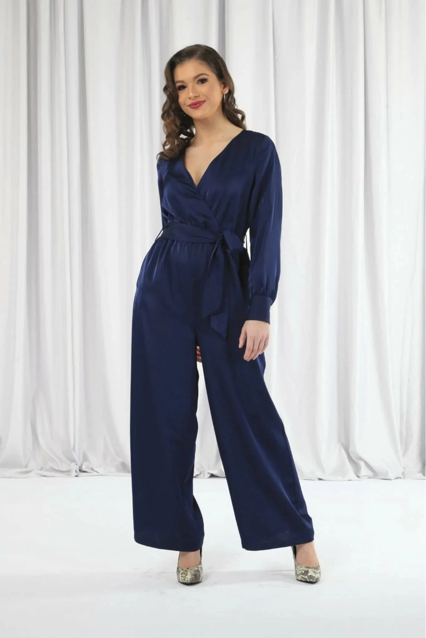 Double Second Lux Satin Wrap Jumpsuit