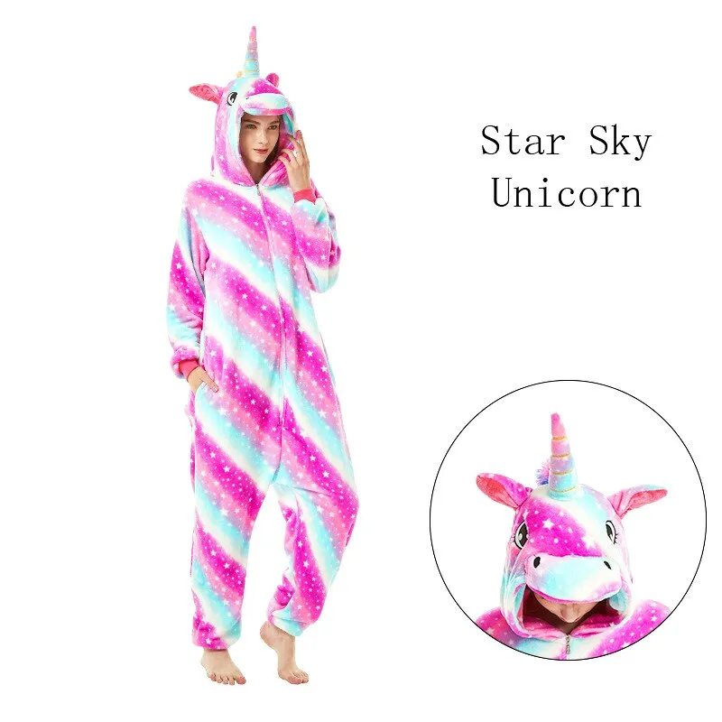 Dragon Onesie Adult Animal Unicorn Pajamas Suit Warm Soft Stitch Sleepwear Onepiece Winter Jumpsuit Pijama Cosplay