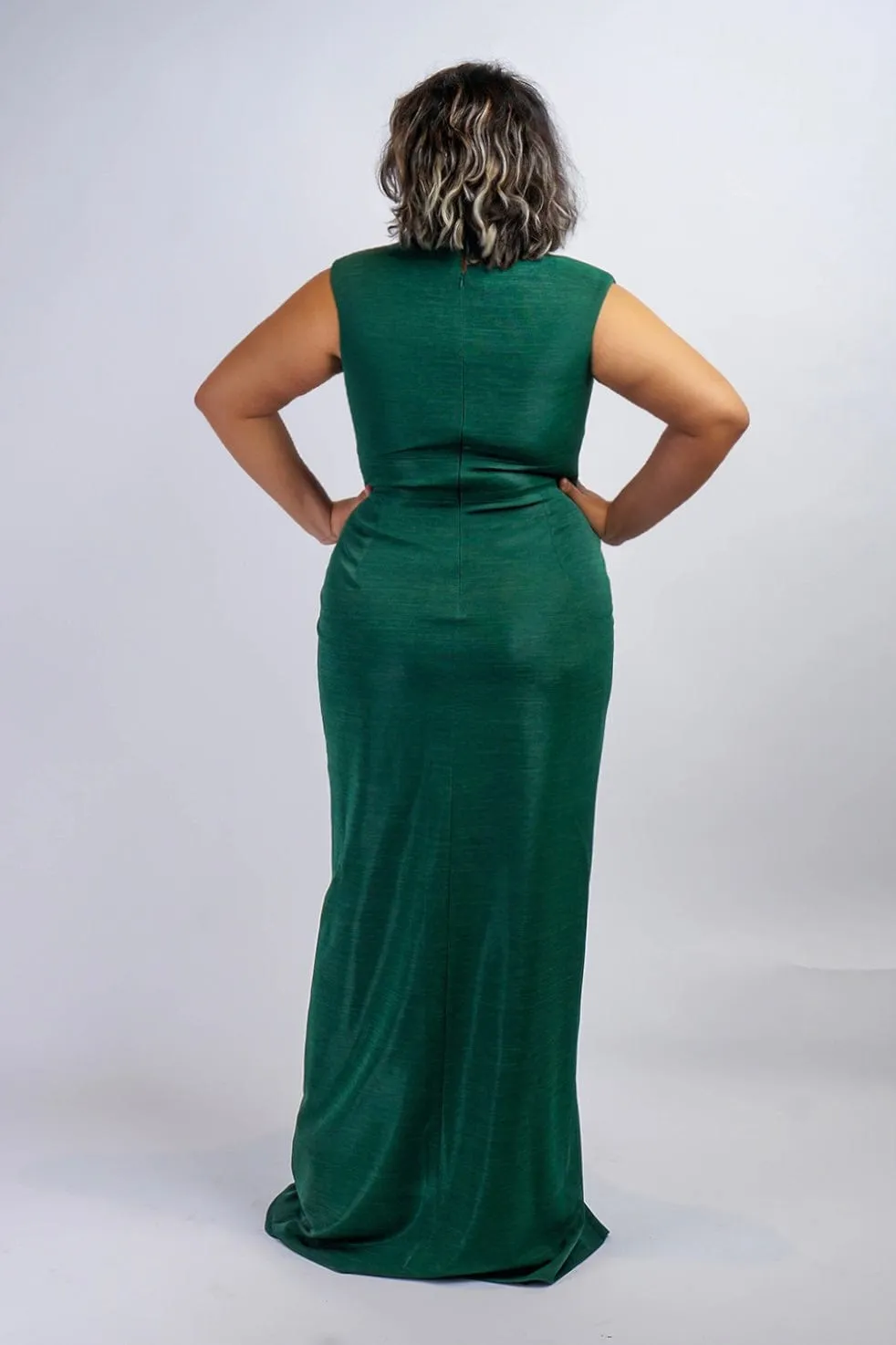 Emerald Green Luxe V Neck Aiden Gown