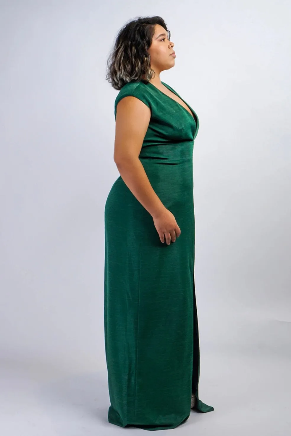 Emerald Green Luxe V Neck Aiden Gown