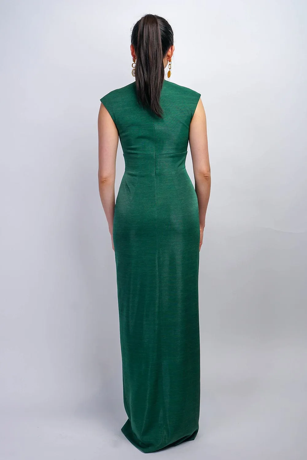 Emerald Green Luxe V Neck Aiden Gown