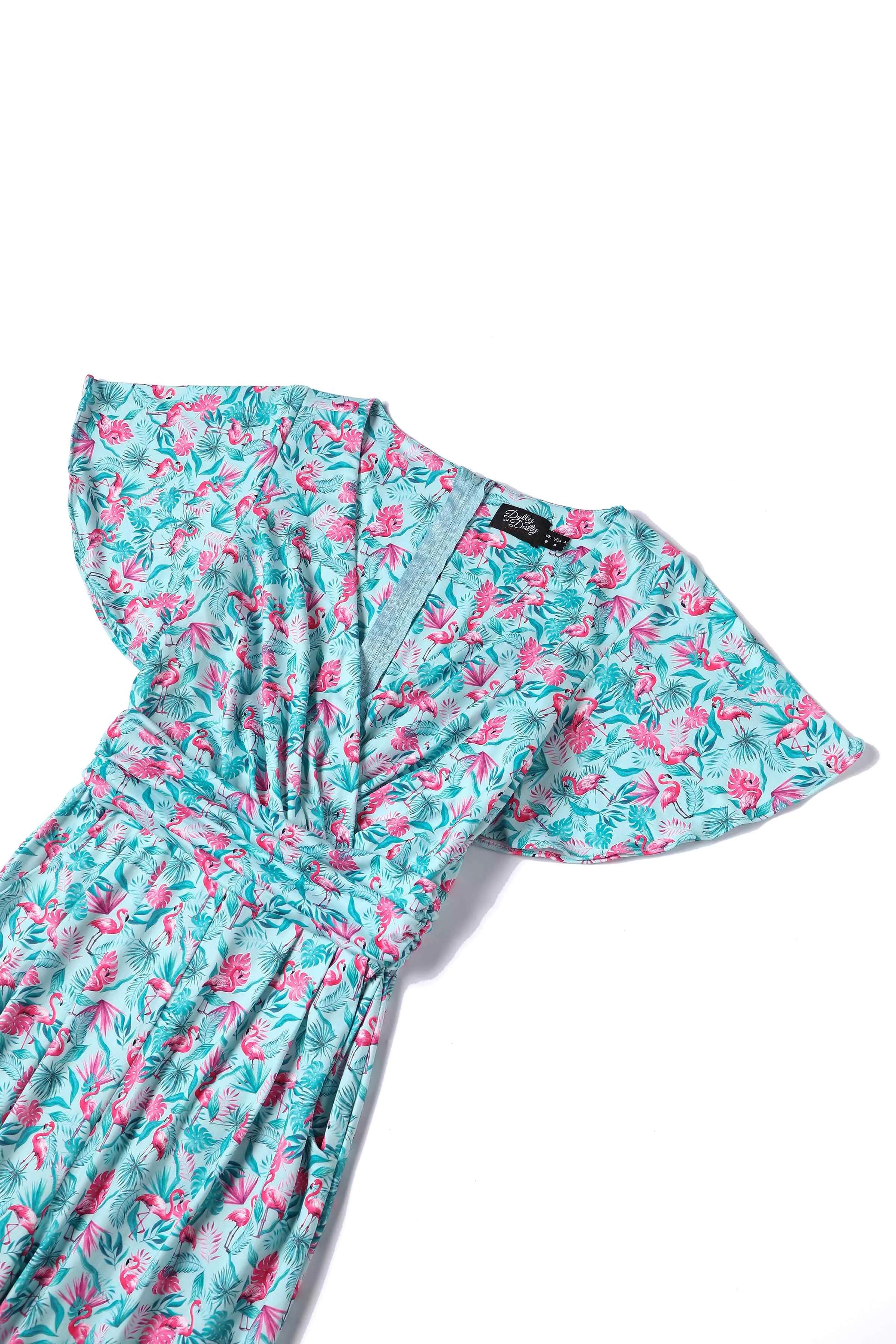 Esther Pink Flamingo Baby Blue Jumpsuit