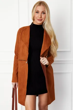 Faye Chestnut Vegan Suede Jacket