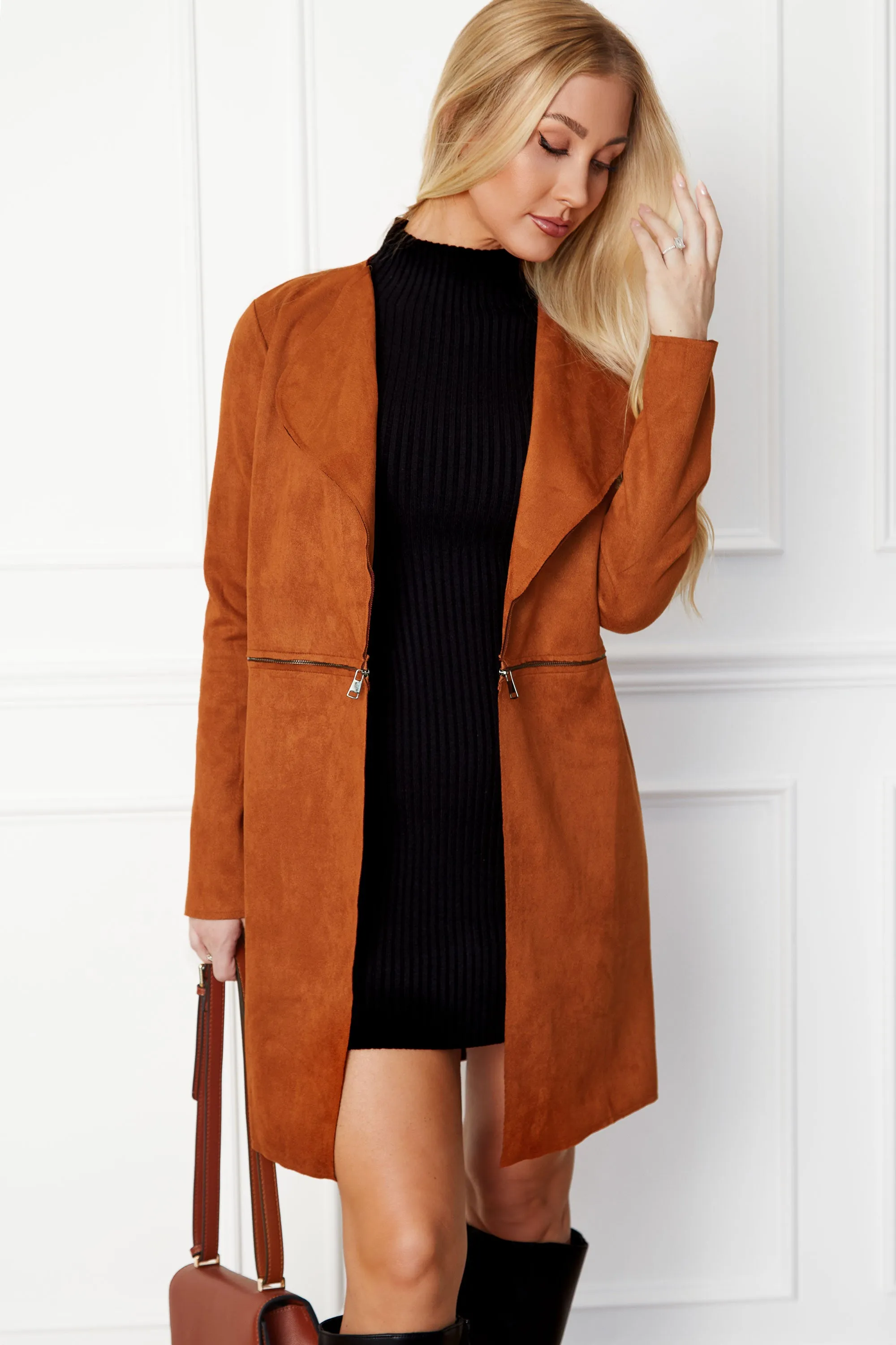 Faye Chestnut Vegan Suede Jacket