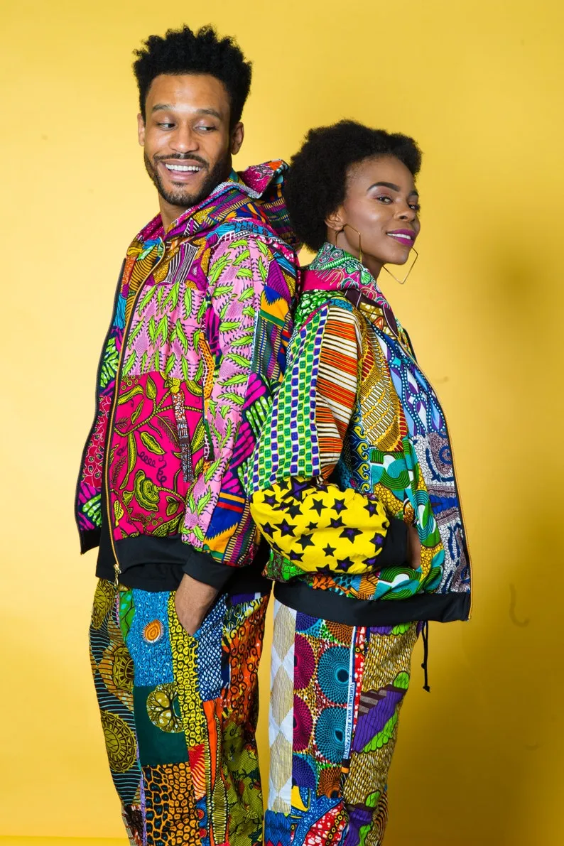 Festival Hippie African Print Unisex Jacket, Sustainable Clothing