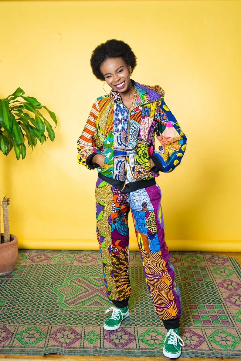 Festival Hippie African Print Unisex Jacket, Sustainable Clothing